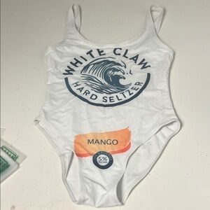 White Claw Medium White One Piece Deep Back Mango Swimsuit